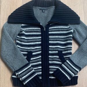 Banana Republic Navy and Gray Striped Sweater